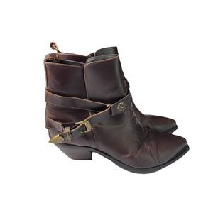 * Code West Leather Shoes Boots Harness Strap Metal Toe Trim Wingtip Brazil 8.5M